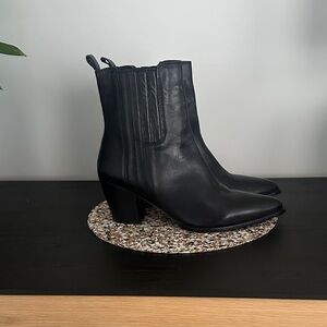 Bos. & Co. Black Leather Ankle Boots, size 10.